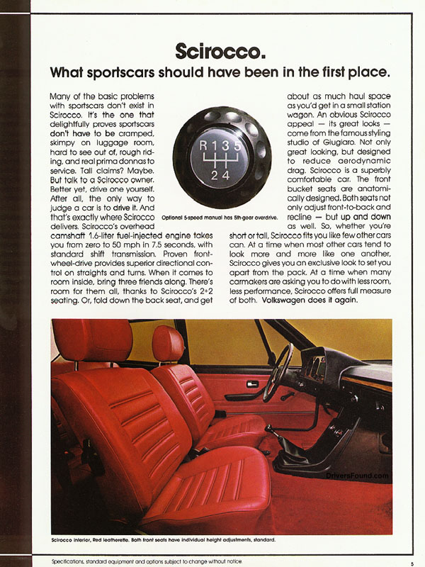 1980 VW Scirocco Brochure