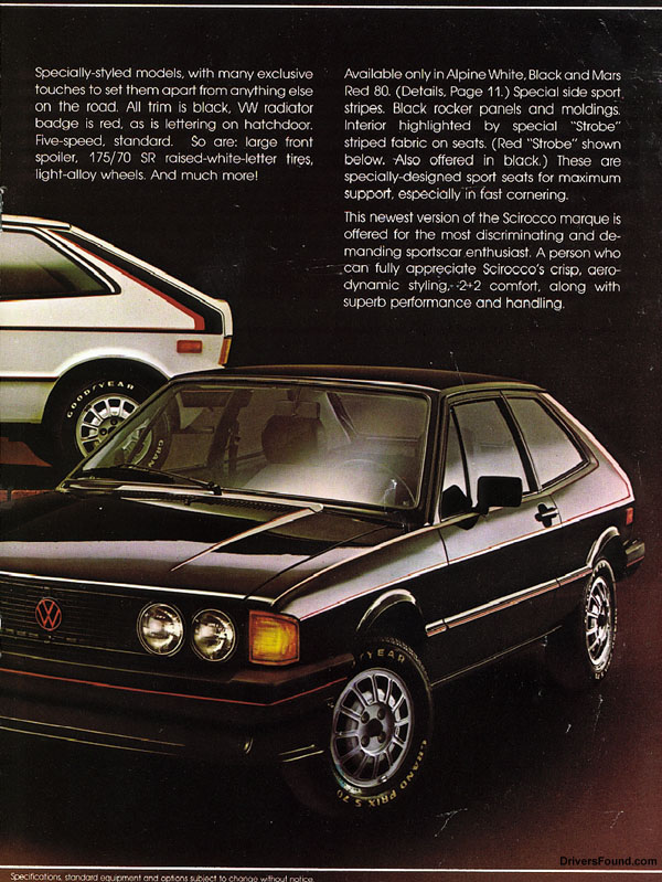 1980 VW Scirocco Brochure