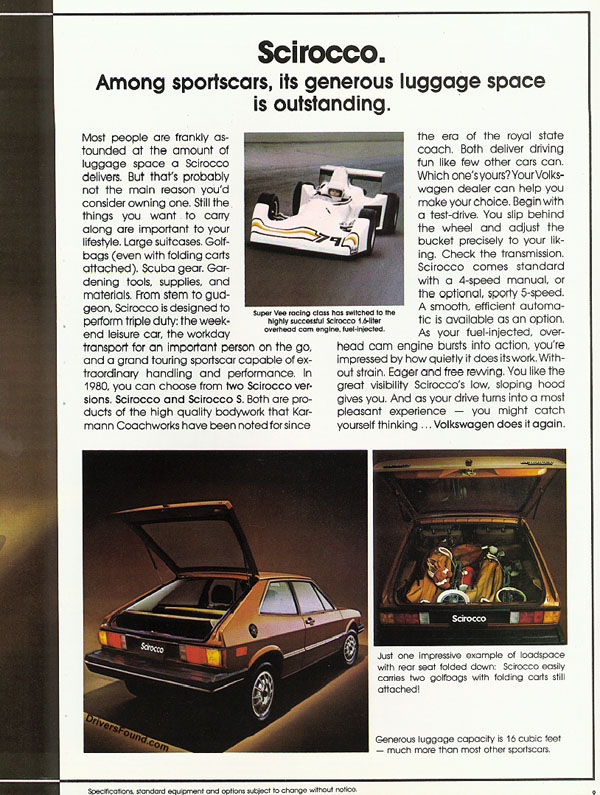 1980 VW Scirocco Brochure